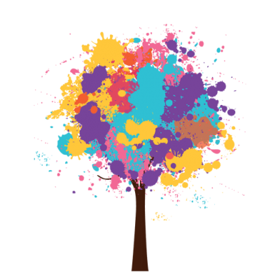 Artistic Colorful Abstract Tree Watercolor Clipart PNG Images