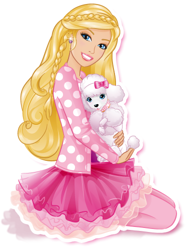 Braided Hair Barbie With Her Dog Png Transparent PNG Images