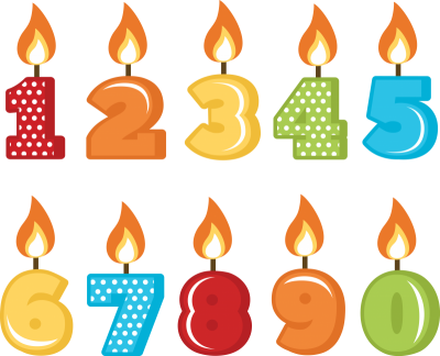 Birthday Candles With Numbers 1 To 10 PNG Images