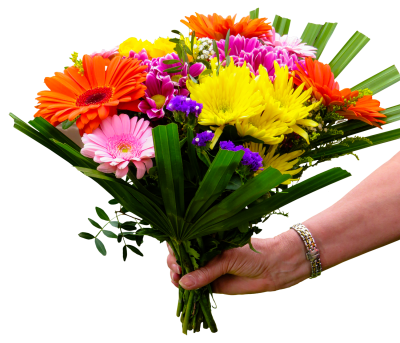 Bouquet On Hands PNG Images