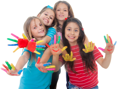 With Painted Hands Happy Children Png Background Photo PNG Images