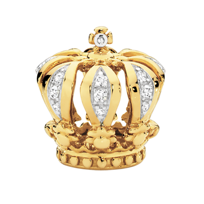 Yellow Gold Diamond Set Crown Charm PNG Images