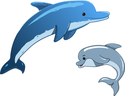 Blue, Nature, Digital Mother And Baby Dolphin Transparent PNG Images