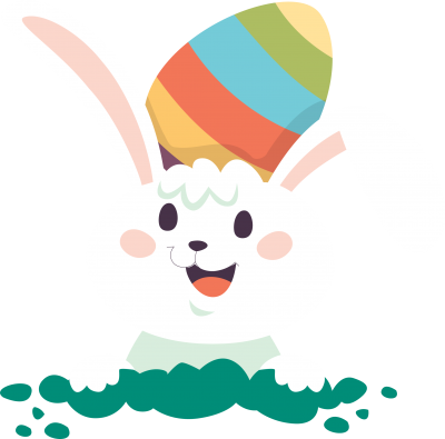 Easter Bunny And Colored Eggs Illustration Transparent Png PNG Images