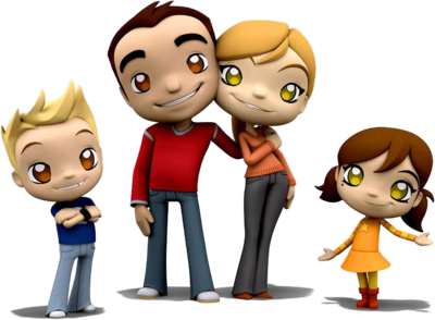 Posing Cartoon Happy Family Clipart Transparent PNG Images