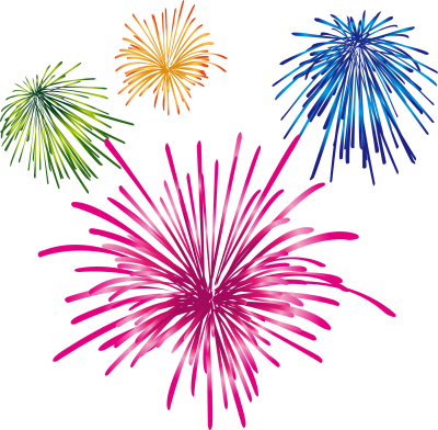 Transparent Colorful Fireworks, Orange, Blue, Green, Pink Fireworks PNG Images