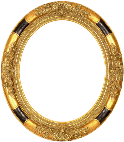 Black Pattern Oval Gold Frame Png Clipart PNG Images