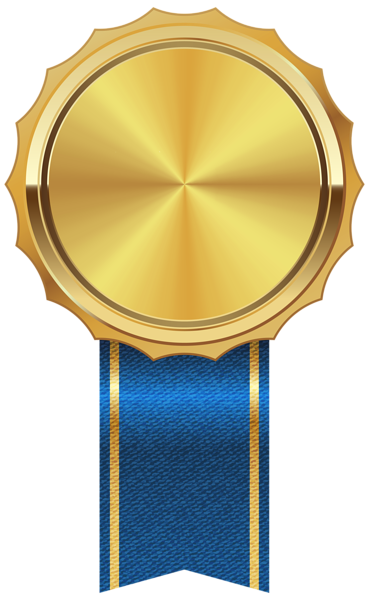 Gold Medal With Blue Ribbon Png Clipart Image PNG Images