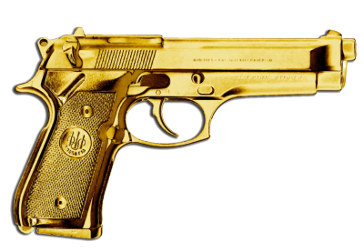 Gold Plated Revolver Gun Transparent Free Background, Color PNG Images