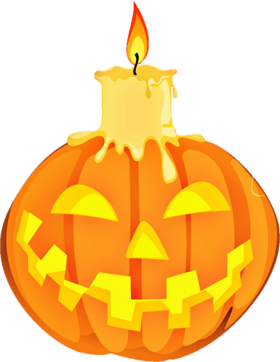 Jack O Lantern And Burning Candle Png PNG Images