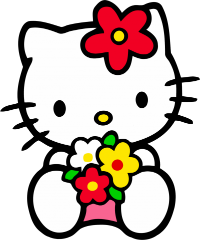 Holding Flowers Hello Kitty Photos Png Hd Background PNG Images