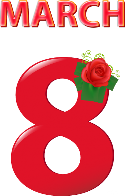 March 8 With Red Rose Png PNG Images
