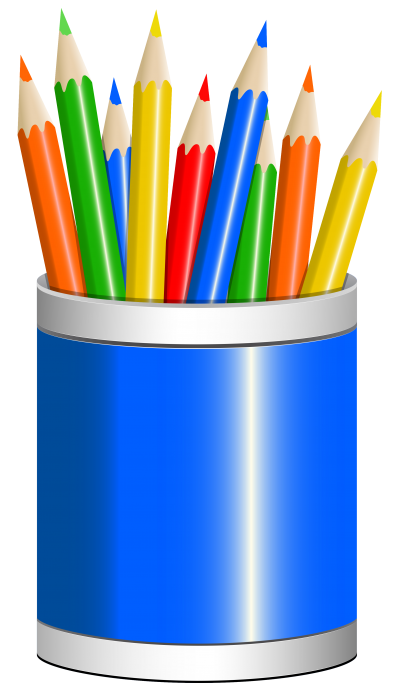 Coloring Pencils With Blue Box Transparent Background PNG Images