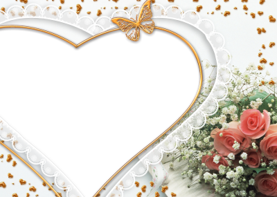 Heart And Flower Photo Frame Transparent Png PNG Images