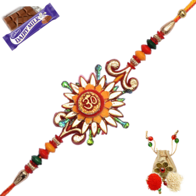 Traditional Om Zardosi Rakhi With Beautiful Design Pictures PNG Images