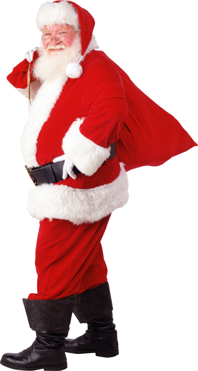 Santa Claus Transparent With Sack On His Back PNG Images