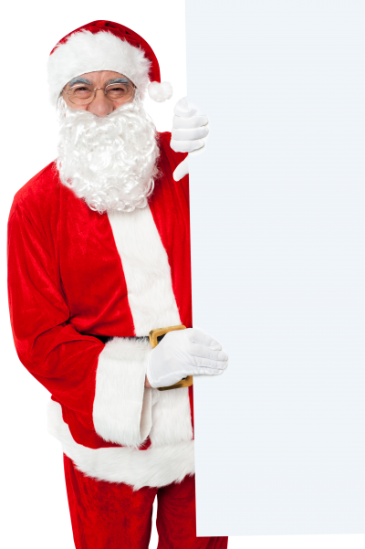 Santa Claus With Card In Hand Transparent Background PNG Images