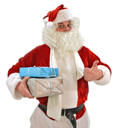 Santa Claus With Gift Packages In His Hand Png Transparent PNG Images