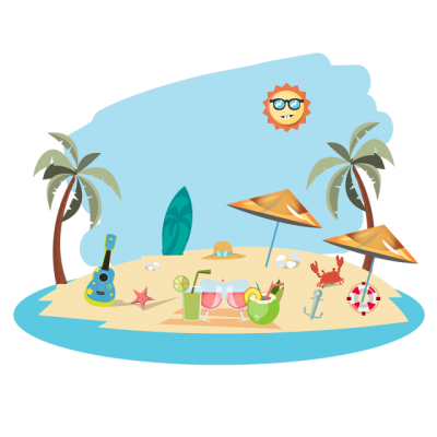 Summer Hd Photo Beach With, Elements Illustration PNG Images