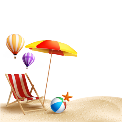 Flying Balloons And Sunbeds Summer Clipart Hd Free Download PNG Images