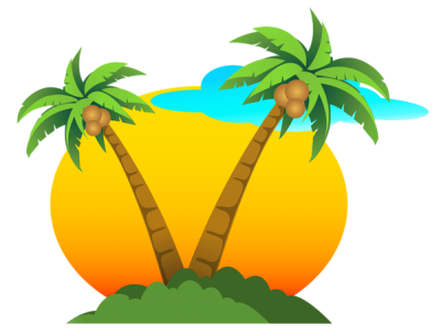 Summer Vacation Clipart Png Background, Tree, Sun PNG Images
