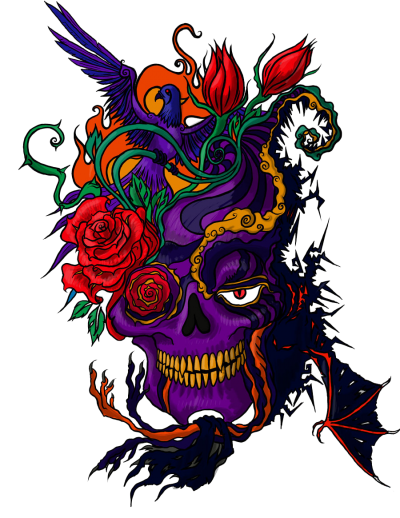 Colorful Skull Tattoo Png Hd Background Illustration, Modern Tattoo, Drawing PNG Images
