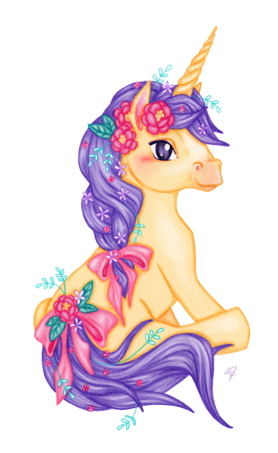 Purple Haired Flowered Unicorn Transparent Hd Picture PNG Images