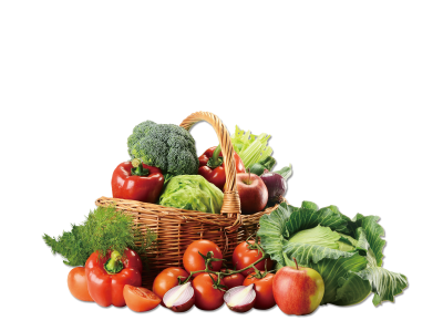 Great Veggies And Fruits In The Basket Transparent Background PNG Images